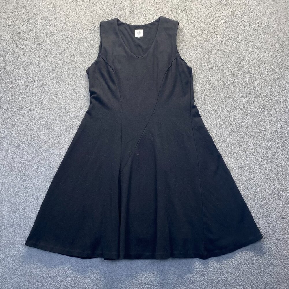 CABI‎ Black Ponte Knit Performance Fit & Flare Dress Sleeveless Women's Small